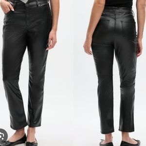 NWT GAP High Rise Vintage Slim Vegan Leather Pants Black 20/35R